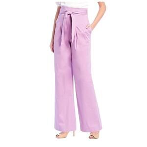 Antonio Melani Maria Lavender Purple Sateen High Waisted Belted Wide Leg Pants